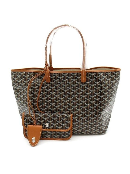 Goyard Handbags - Goyard Saint Louis PM Leather Tote Bag Brown